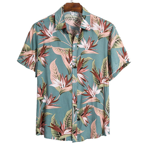 2020 Men Shirt Hawaiian Casual Wild Cotton Shirts Men Tropical Button Tops Fashion