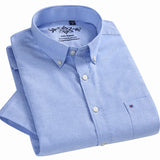 Summer  Short sleeve Button collar oxford fabric slim fit breath comfrotable