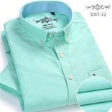 Summer  Short sleeve Button collar oxford fabric slim fit breath comfrotable