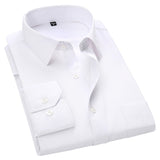 Men's Business Casual Long Sleeved Shirt White Blue Black Smart Male Social Dress Shirt Plus