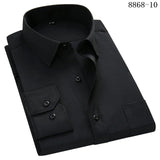Men's Business Casual Long Sleeved Shirt White Blue Black Smart Male Social Dress Shirt Plus