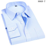 Men's Business Casual Long Sleeved Shirt White Blue Black Smart Male Social Dress Shirt Plus