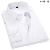 Men's Business Casual Long Sleeved Shirt White Blue Black Smart Male Social Dress Shirt Plus