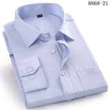 Men's Business Casual Long Sleeved Shirt White Blue Black Smart Male Social Dress Shirt Plus