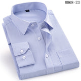 Men's Business Casual Long Sleeved Shirt White Blue Black Smart Male Social Dress Shirt Plus