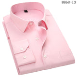 Men's Business Casual Long Sleeved Shirt White Blue Black Smart Male Social Dress Shirt Plus