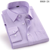 Men's Business Casual Long Sleeved Shirt White Blue Black Smart Male Social Dress Shirt Plus