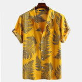 Printing Men Shirt Beach Casual Shirt Male Loose Lapel Hort Sleeve Shirt Summer