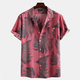 Printing Men Shirt Beach Casual Shirt Male Loose Lapel Hort Sleeve Shirt Summer