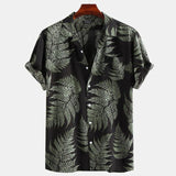 Printing Men Shirt Beach Casual Shirt Male Loose Lapel Hort Sleeve Shirt Summer