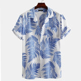 Printing Men Shirt Beach Casual Shirt Male Loose Lapel Hort Sleeve Shirt Summer