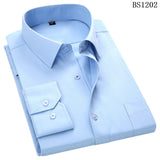 Mens Business Casual Long Sleeved Shirt Classic Striped Male Social Dress Shirts Purple Blue