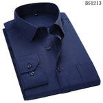 Mens Business Casual Long Sleeved Shirt Classic Striped Male Social Dress Shirts Purple Blue