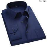 Mens Business Casual Long Sleeved Shirt Classic Striped Male Social Dress Shirts Purple Blue