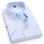 Men's Casual Dress Short Sleeved Shirt Twill White Blue Pink Black Male Slim Fit