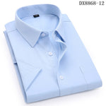 Men's Casual Dress Short Sleeved Shirt Twill White Blue Pink Black Male Slim Fit