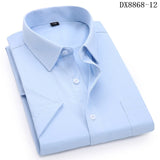 Men's Casual Dress Short Sleeved Shirt Twill White Blue Pink Black Male Slim Fit