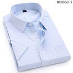 Men's Casual Dress Short Sleeved Shirt Twill White Blue Pink Black Male Slim Fit