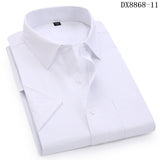 Men's Casual Dress Short Sleeved Shirt Twill White Blue Pink Black Male Slim Fit