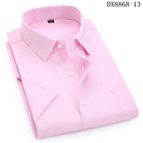 Men's Casual Dress Short Sleeved Shirt Twill White Blue Pink Black Male Slim Fit