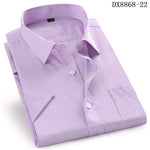 Men's Casual Dress Short Sleeved Shirt Twill White Blue Pink Black Male Slim Fit
