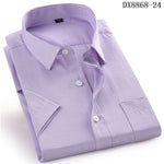Men's Casual Dress Short Sleeved Shirt Twill White Blue Pink Black Male Slim Fit