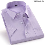 Men's Casual Dress Short Sleeved Shirt Twill White Blue Pink Black Male Slim Fit