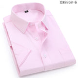 Men's Casual Dress Short Sleeved Shirt Twill White Blue Pink Black Male Slim Fit