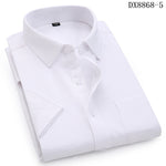 Men's Casual Dress Short Sleeved Shirt Twill White Blue Pink Black Male Slim Fit