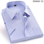 Men's Casual Dress Short Sleeved Shirt Twill White Blue Pink Black Male Slim Fit