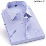Men's Casual Dress Short Sleeved Shirt Twill White Blue Pink Black Male Slim Fit
