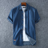 2020 Summer New Men's Denim Shirt Large Size Short Sleeve Fashion Loose Casual