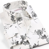 Men's Fashion Contrast Color Floral Printed Hawaiian Shirt Pocket-less Design