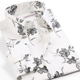 Men's Fashion Contrast Color Floral Printed Hawaiian Shirt Pocket-less Design