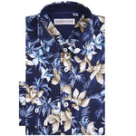 Men's Casual Beach Floral Printed Hawaiian Shirts Long-sleeve Standard-fit