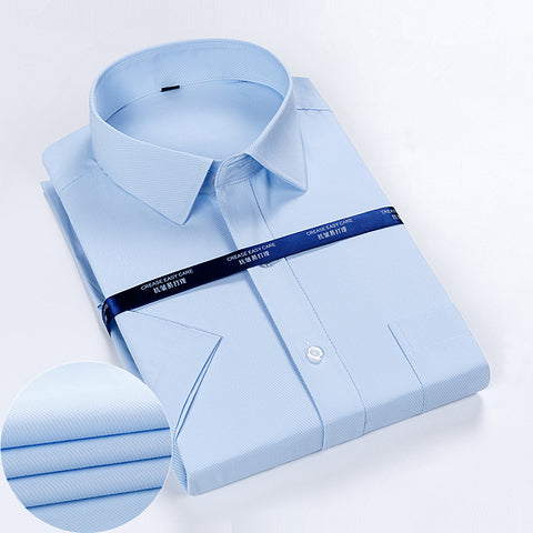 2020 Summer New Men's Casual Solid Color Twill Short-Sleeved Shirt Regular